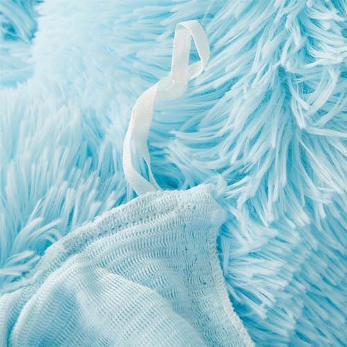 Fluffy Blue Comforter Set Twin Size 2 Pieces