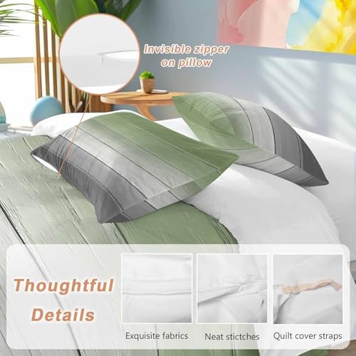 Sabolny Sage Green Duvet Cover Set with Throw Pillowcases