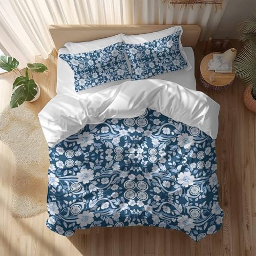 Sabolny Boho Dark Blue Duvet Cover Set 3 Piece 1