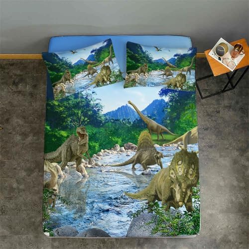 NiuOne Dinosaur Fitted Sheet Set Kids Full Size