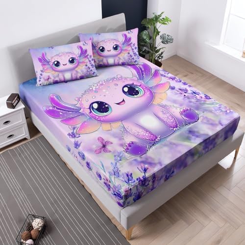 Cute Axolotl Fitted Sheet Set Twin Size 1