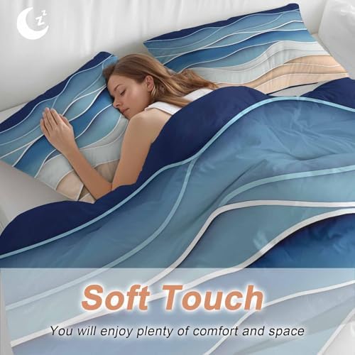 Sabolny Geometric Blue Duvet Cover Set 3 Piece
