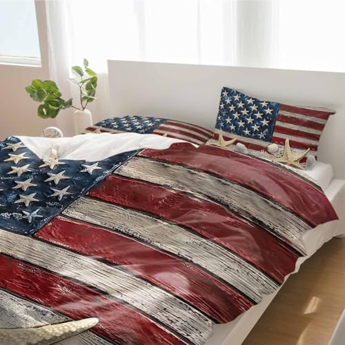 3 Piece Bedding Set with Retro Flag Design