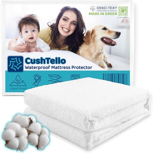 CushTello 100 Waterproof Twin XL Mattress Protector - White