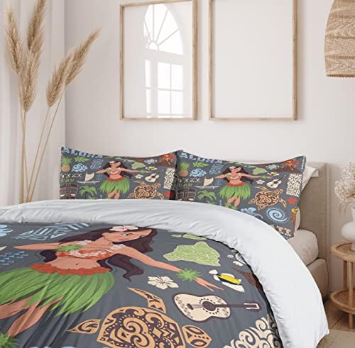 Ambesonne Tribal Hibiscus Duvet Cover Set 3 Piece California King