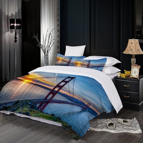 Sunset Landscape Duvet Cover Set with Zipper 3 Piece Kids Bedding