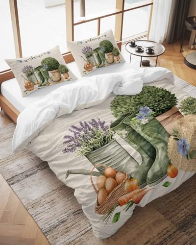 ZOE GARDEN Botanical Flowers Duvet Cover Set 3 Pieces Full Size