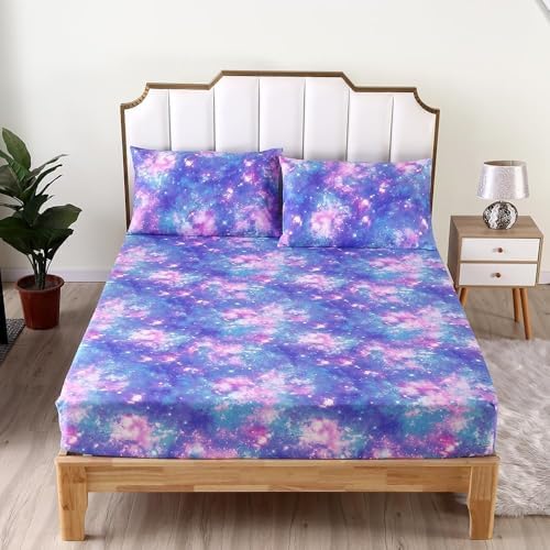 SDIII Colorful Galaxy Queen Fitted Sheet Set 1