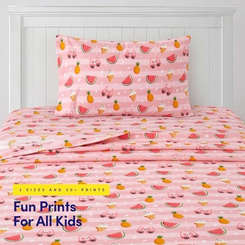 1500 Supreme Kids Bed Sheet Set - Twin Summer Fun Pink
