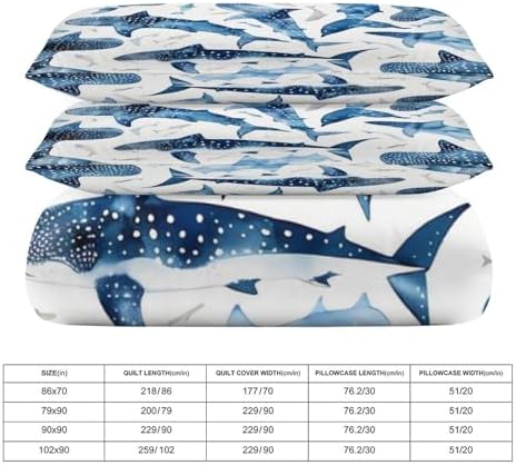 Ultra Soft Blue Shark Duvet Cover Set 3-Piece FullQueen