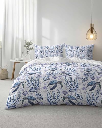ZOE GARDEN Ocean Turtle Duvet Cover Queen Set