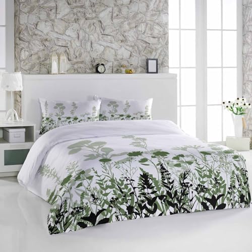 3 Piece Summer Sage Green Duvet Cover Set with Pillow Shams