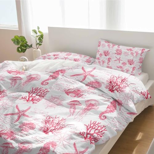 Alandar Home 3 Piece Ocean Pink Starfish Bedding Set