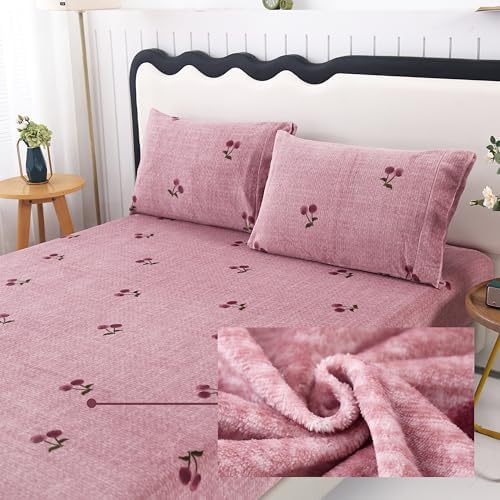 MAG 3Pcs Pink Twin Flannel Bedding Set