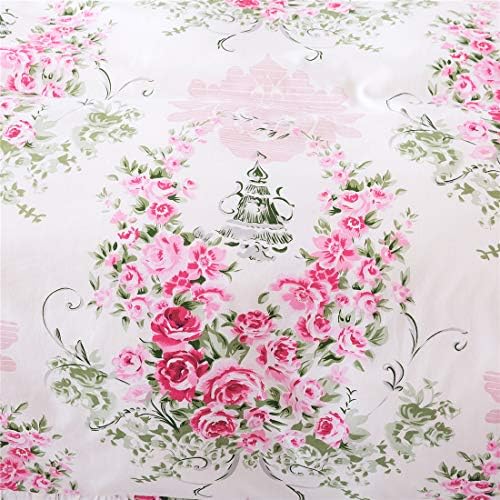 FADFAY Cal King Duvet Cover Set Pink Rose Floral 4 Pieces