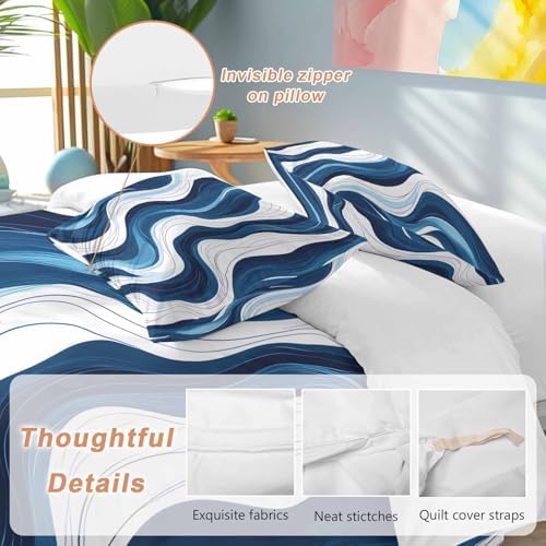 Sabolny Blue Stripe Duvet Cover Set 3 Piece 1