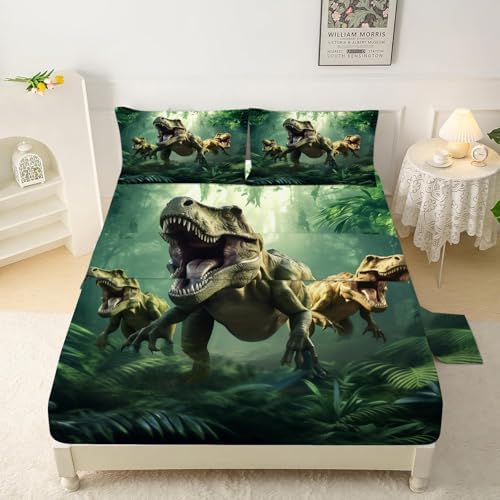 VTKON Dinosaur 3D Print Bed Sheet Set for Kids
