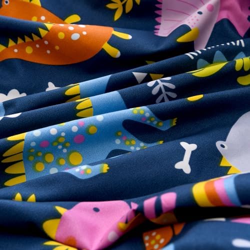 KWLOVER Dinosaur Print Bed Sheet Set Twin Size Navy Blue