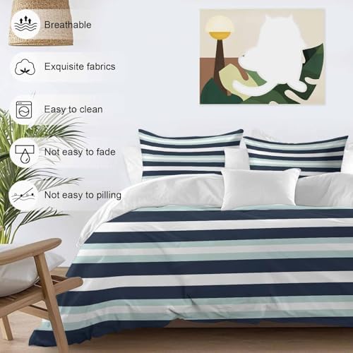 Sabolny Navy Blue Turquoise Duvet Cover Set 3 Piece