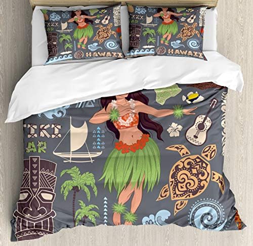 Ambesonne Tribal Hibiscus Duvet Cover Set 3 Piece California King