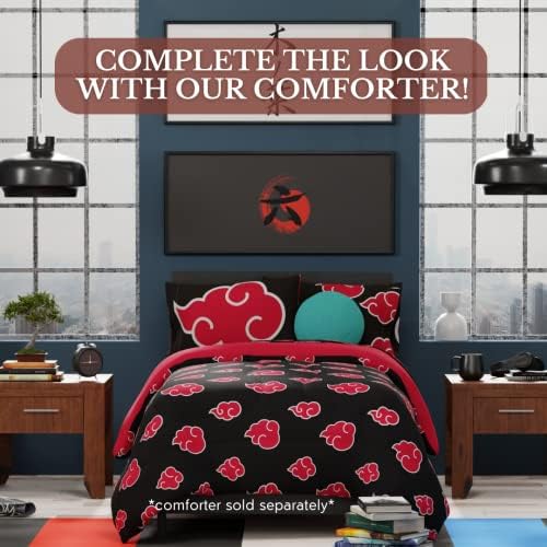 Franco Naruto Akatsuki Microfiber Twin XL Sheet Set