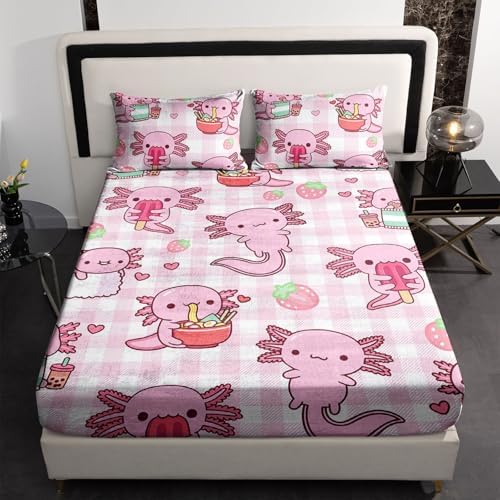 HOSIMA Axolotl Print Fitted Sheet Twin Set