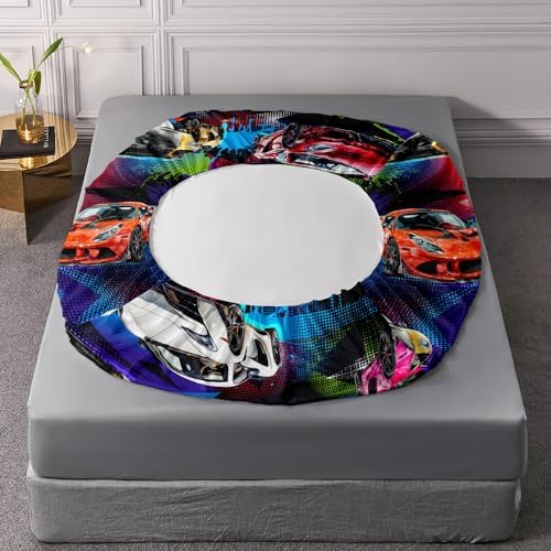 AILONEN Racing Car Fitted Sheet Set for Kids
