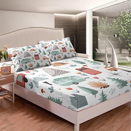 Erosebridal Kids Camper Theme Bedding Set 4Pcs