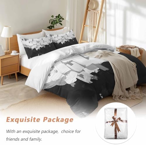 Sabolny Black White Queen Duvet Cover Set 3 Piece