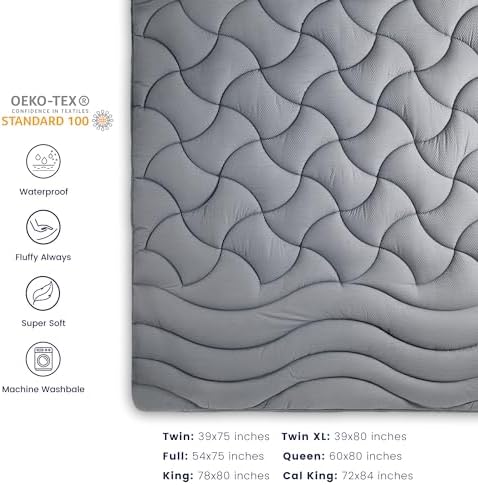 SLEEP ZONE Cooling King Mattress Pad - Waterproof and Back Pain Relief