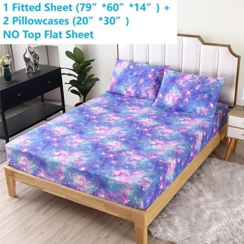 SDIII Colorful Galaxy Queen Fitted Sheet Set 1