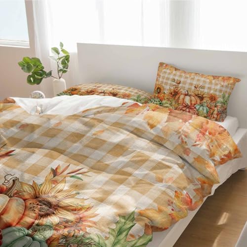 Alandar Home 3 Piece Bedding Set with Sunflower and Pumpkin Design