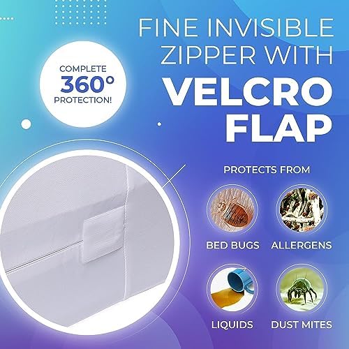 PlushDeluxe Twin-XL 39x80 Mattress Encasement - Waterproof Bedbug Proof 6-Sided Hypoallergenic