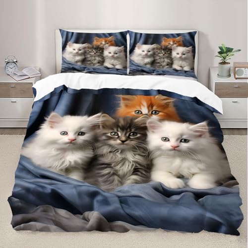 Cute Cats Duvet Cover Set California King Size