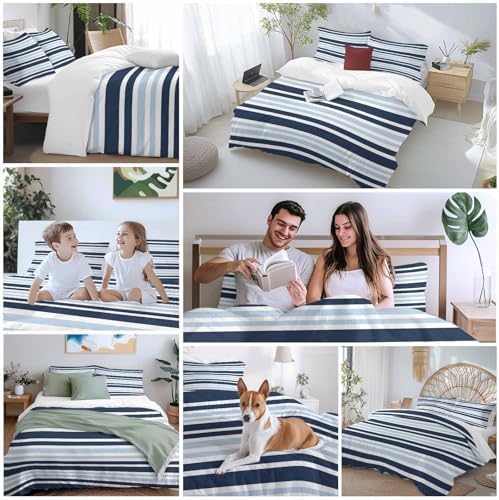 Sabolny Dark Blue Queen Duvet Cover Set 3 Piece 1