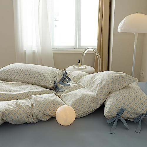 AOJIM Duvet Cover Set with Zipper and Bowknot
