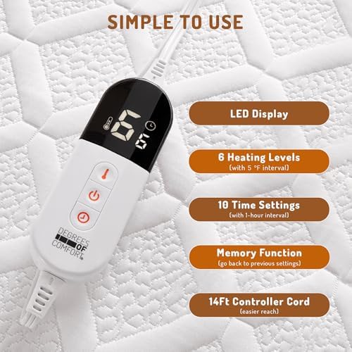 Twin XL Heated Mattress Pad with 6 Levels and Auto Shut-Off