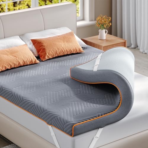 EnHomee 3 Inch Full Mattress Topper with Cooling Gel and Washable Cover