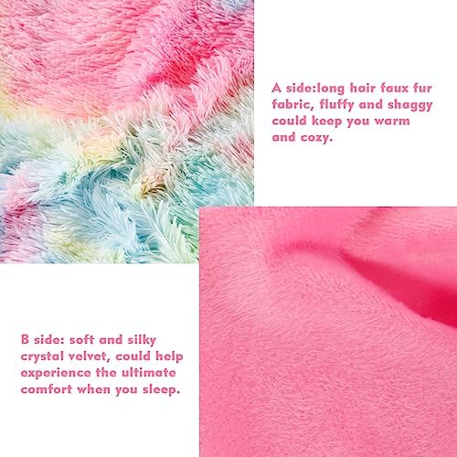 PERFEMET Pink Plush Shaggy Comforter Set 3 Piece