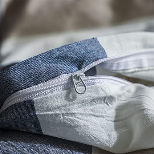 NSNLGSGC Twin Duvet Cover Set Navy Blue Linen Feel