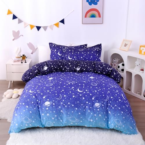 JSD Blue Stars Kids Duvet Cover Set Twin Size 2 Piece