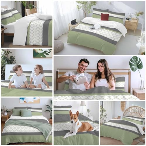 Sage Green Morocco Duvet Cover Set 3 Piece