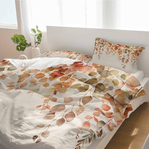 Alandar Home Autumn Orange Watercolor Duvet Cover Set