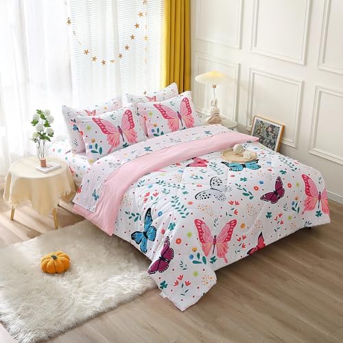 Wajade Butterfly 7-Piece Comforter Set for Girls