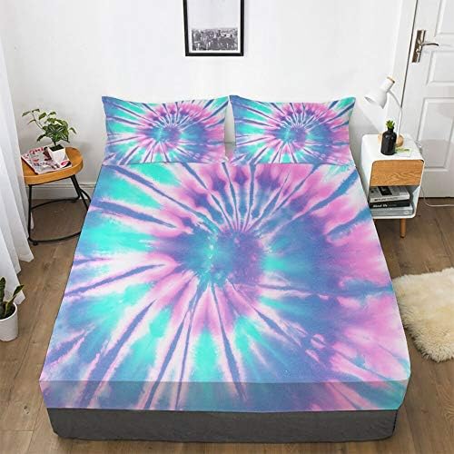 MUSOLEI Tie Dye Fitted Sheet Set for Girls