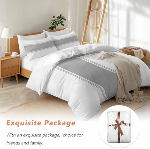 Sabolny Pure Grey Bedding Duvet Cover Set 3 Piece