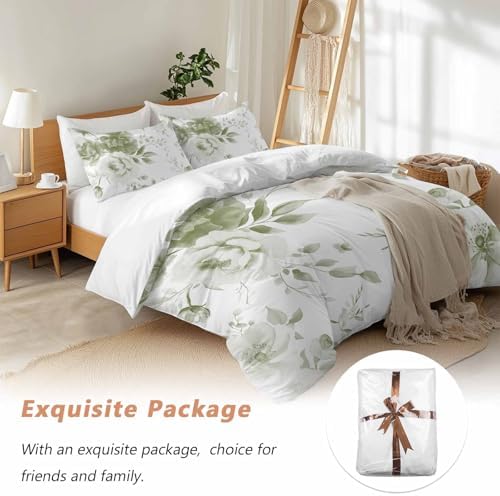 Sabolny Sage Green Retro Floral Duvet Cover Set