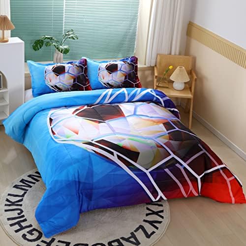 3D Football Comforter Set for Boys Queen Size