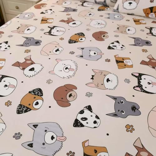 SDY 3PCS Dog Fitted Sheet Set with Pillowcases 1