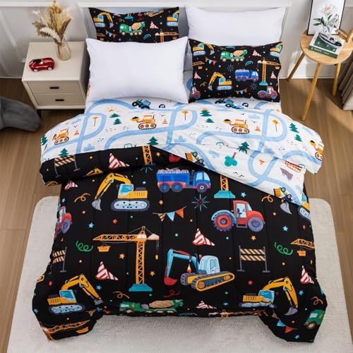 Holawakaka Boys Cartoon Construction Truck Bed In A Bag Set